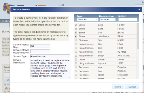 Screengrab How to easily set up service intervals for multiple models